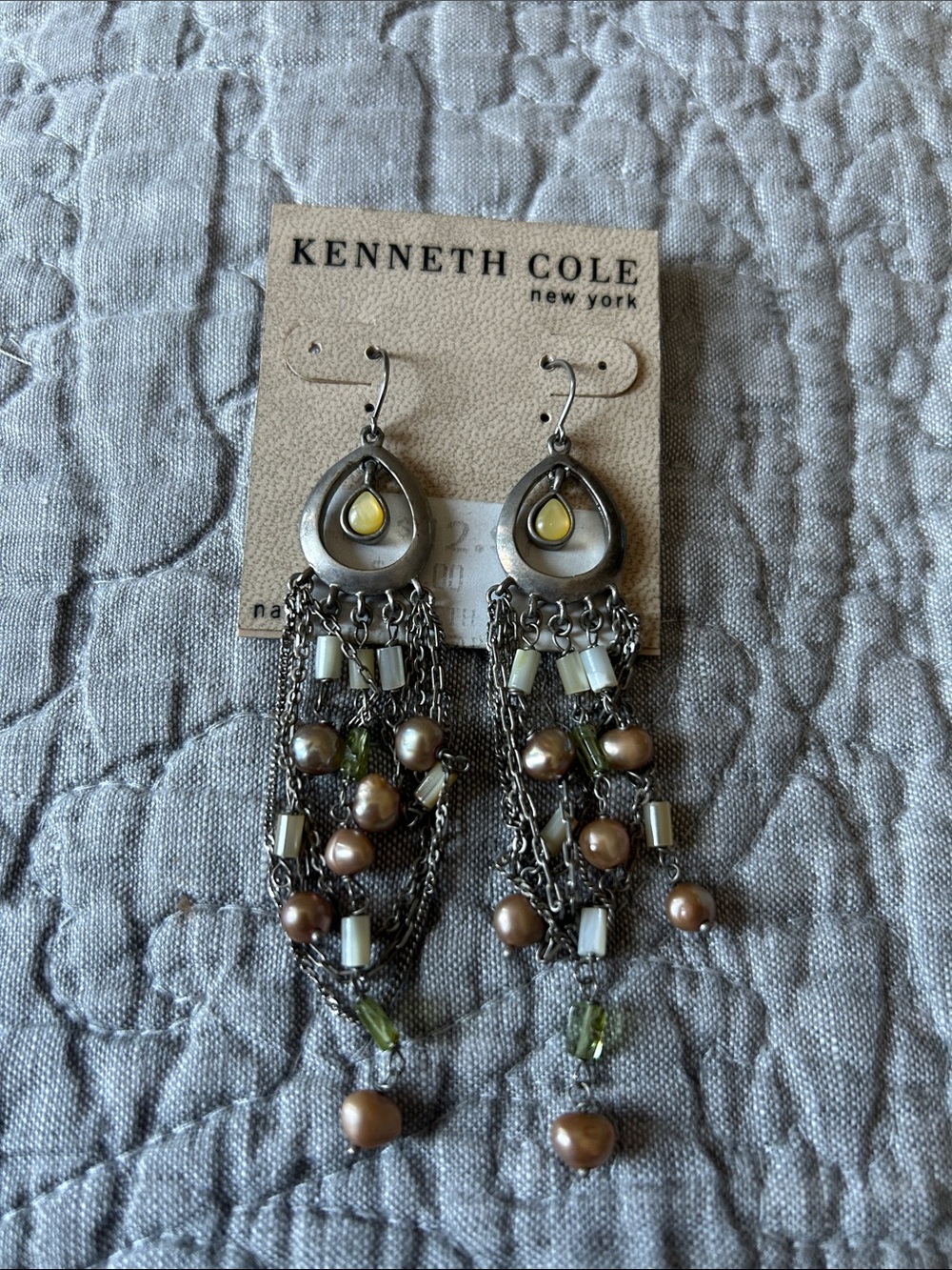 Kenneth Cole New York Yellow Teardrop Multi-Chain Dangle Earrings